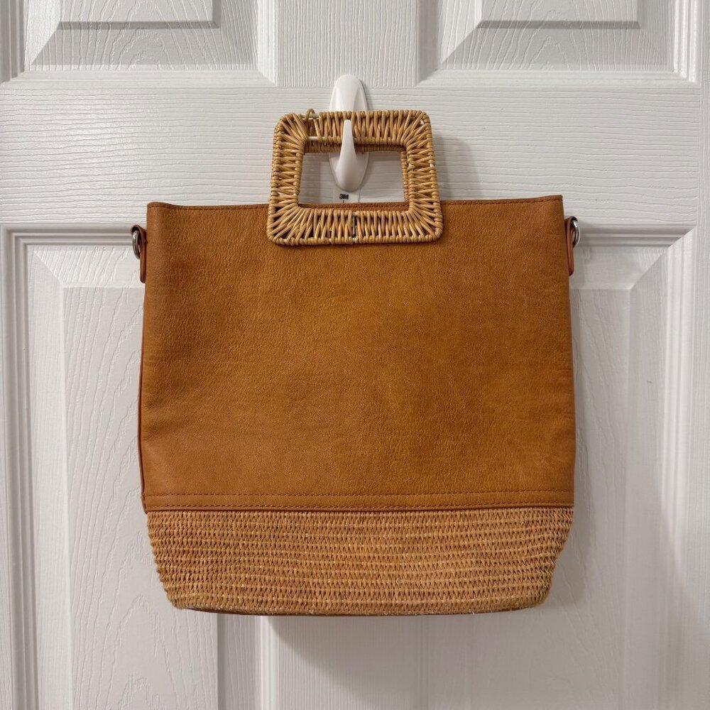 Anthropologie Newport Tote Bag Faux Leather Medium Size Handbag Crossbody Beach